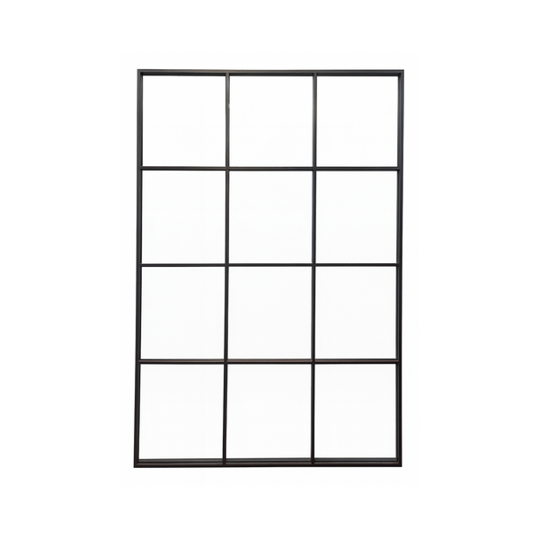 Grid-Style Black Metal Frame Mirror - Karrari