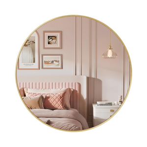 Round Wall Mirror - Gold Metal Frame - Karrari