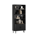 Ronin Black Bookcase - Sliding Tambour Doors - Karrari
