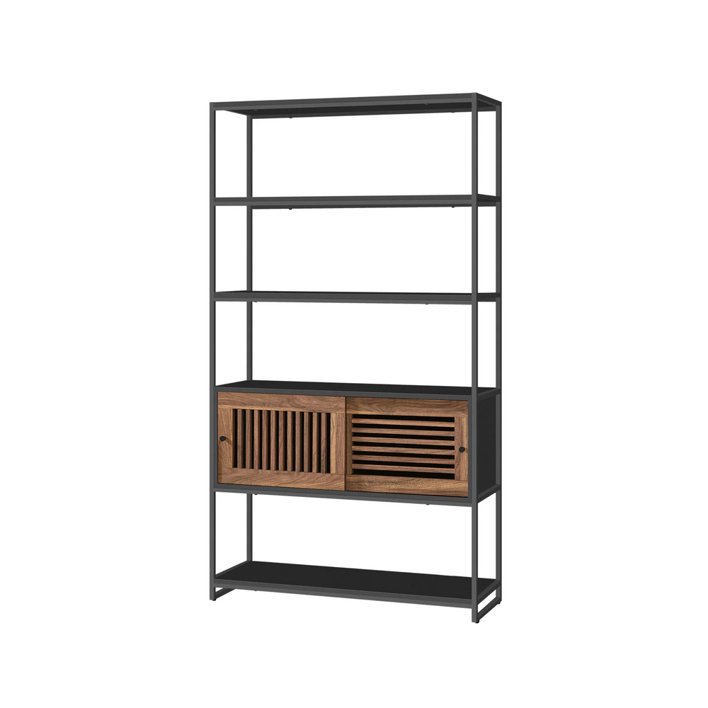 Industrial Bookshelf - Wooden Sliding Door - Karrari