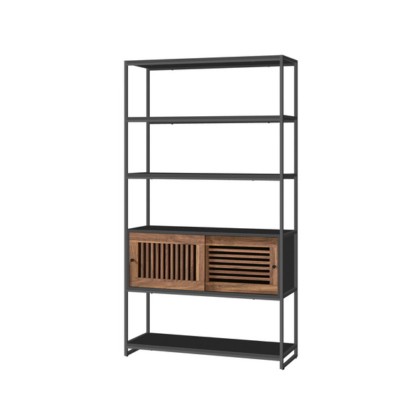 Industrial Bookshelf - Wooden Sliding Door - Karrari