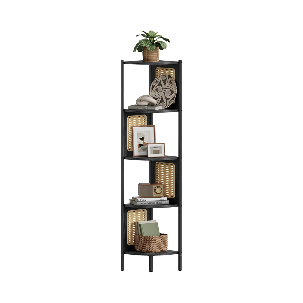 5-Tier Corner Shelf with Rattan Sides - Karrari