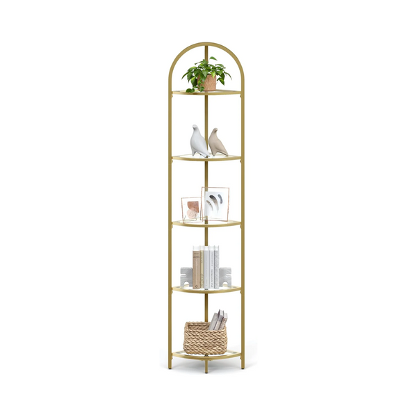 5-Tier Corner Shelf Stand with Tempered Glass - Karrari