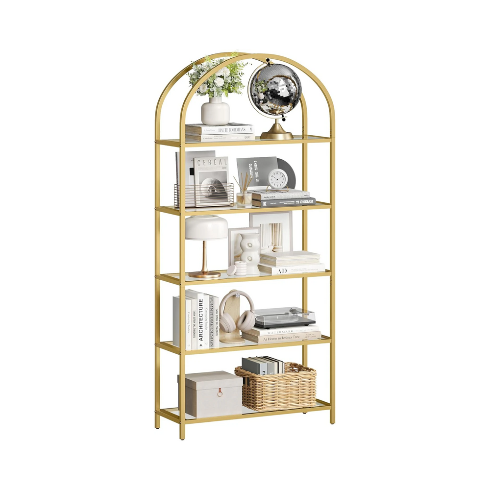 5-Tier Gold Arched Glass Shelf - Karrari