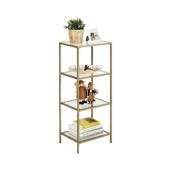 4-Tier Glass Bookshelf - Metallic Gold - Karrari