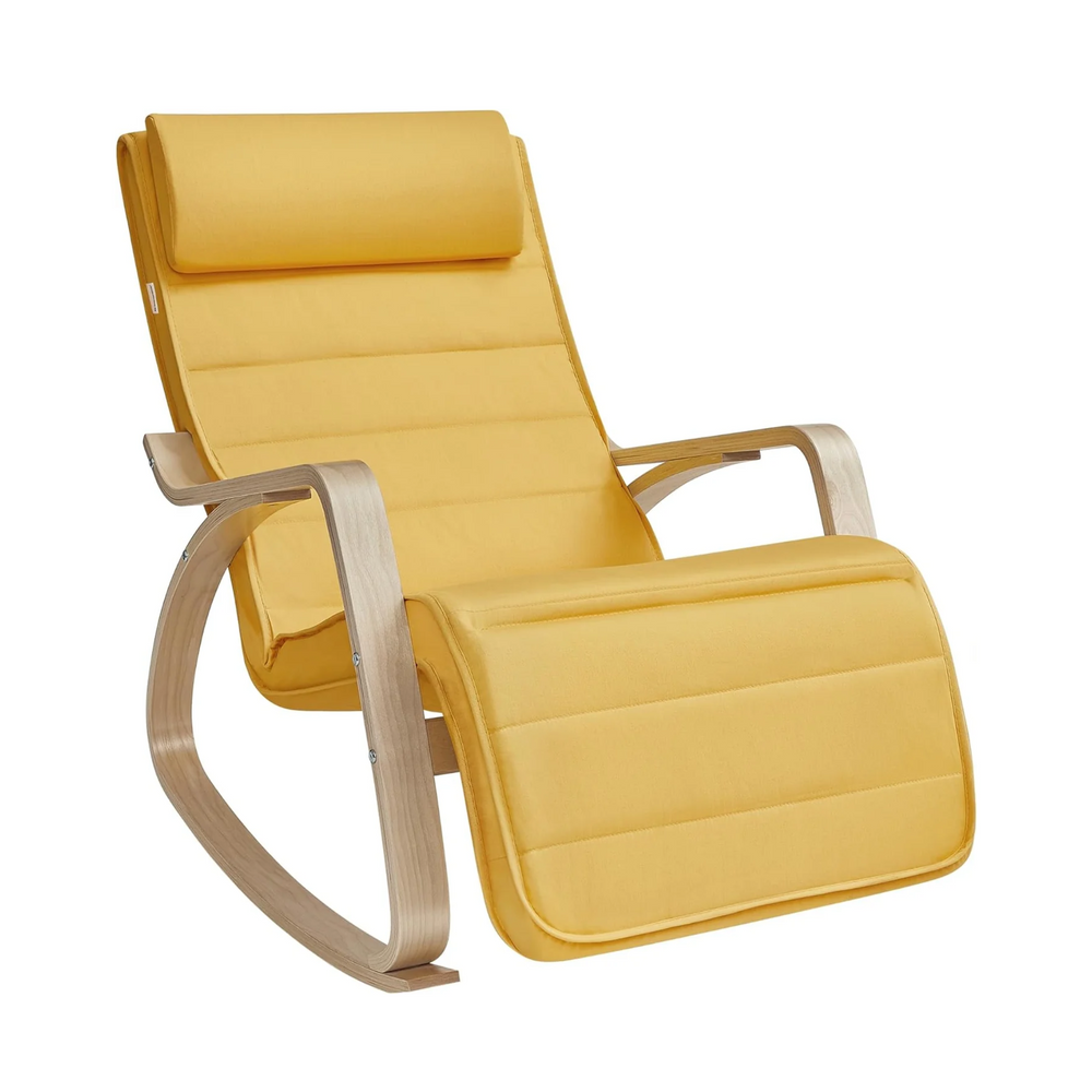 Rocking Chair with Adjustable Footrest - Pastel Yellow - Karrari