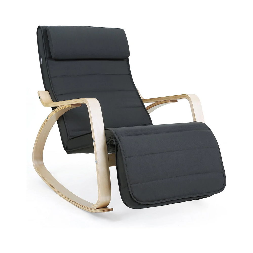 Rocking Chair with Adjustable Footrest - Dark Grey - Karrari