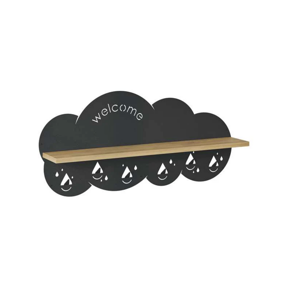 Cloud Wall Shelf with Hooks & Chalkboard Organizer - Karrari