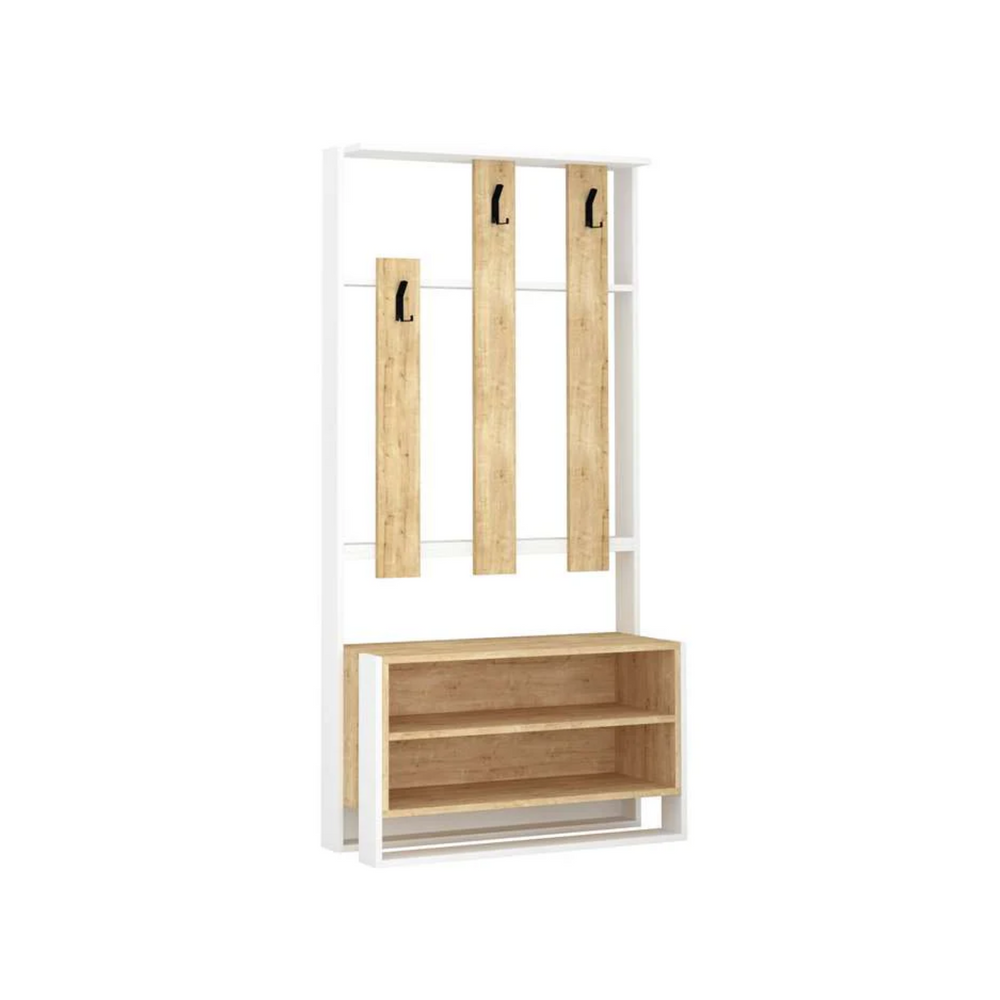 Hall Tree with Shoe Storage & Coat Hooks - Karrari