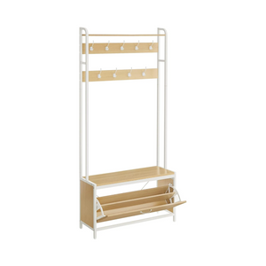 Hall Tree with Bench, Shoe Storage & 9 Hooks - Karrari