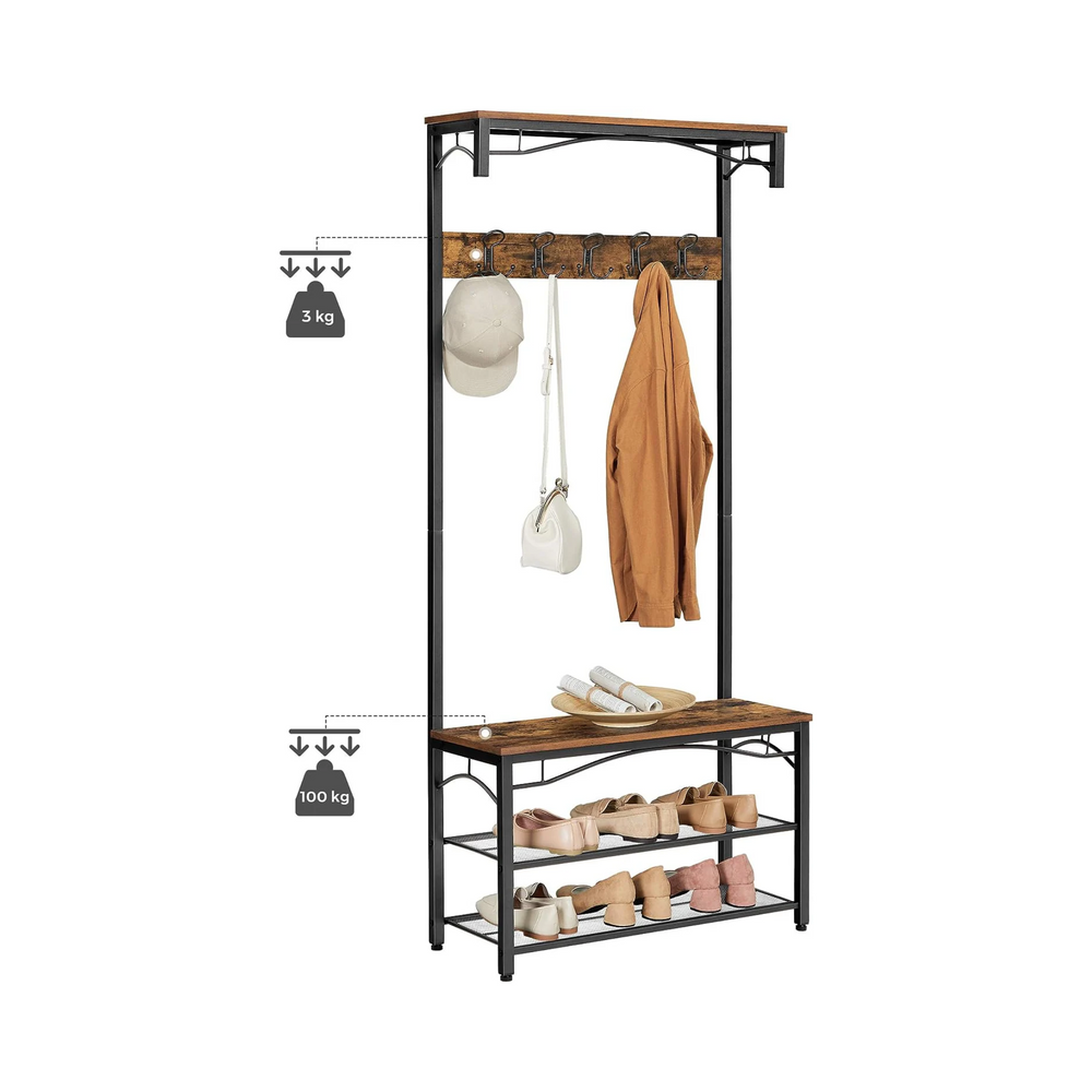 Coat Rack with Bench & Shoe Storage - Karrari