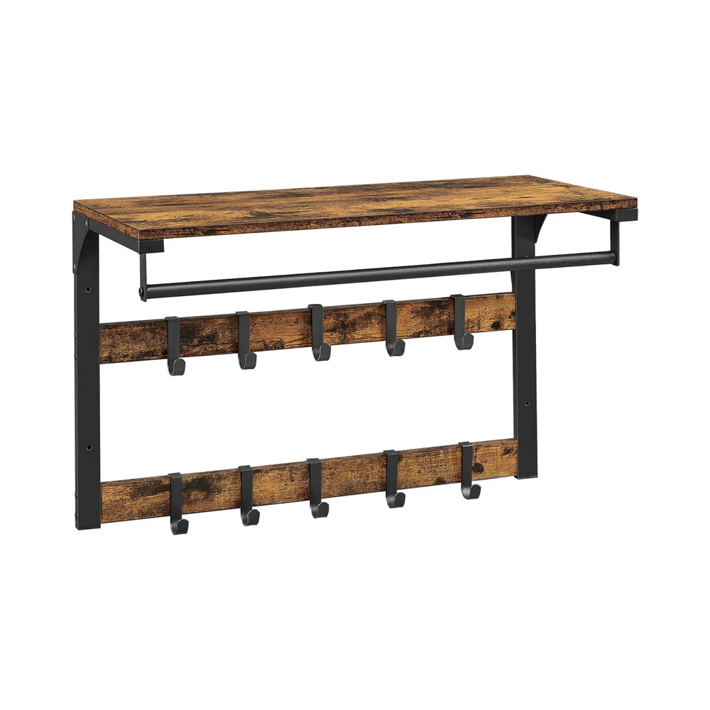 Wall Mounted Coat Rack - 10 Removable Hooks - Karrari