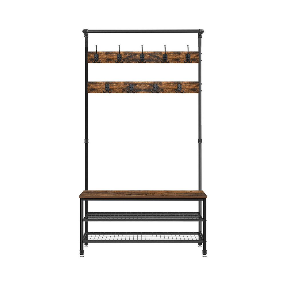Coat Rack with Bench, Shoe Storage & 9 Hooks - Karrari