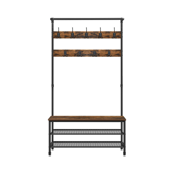 Coat Rack with Bench, Shoe Storage & 9 Hooks - Karrari
