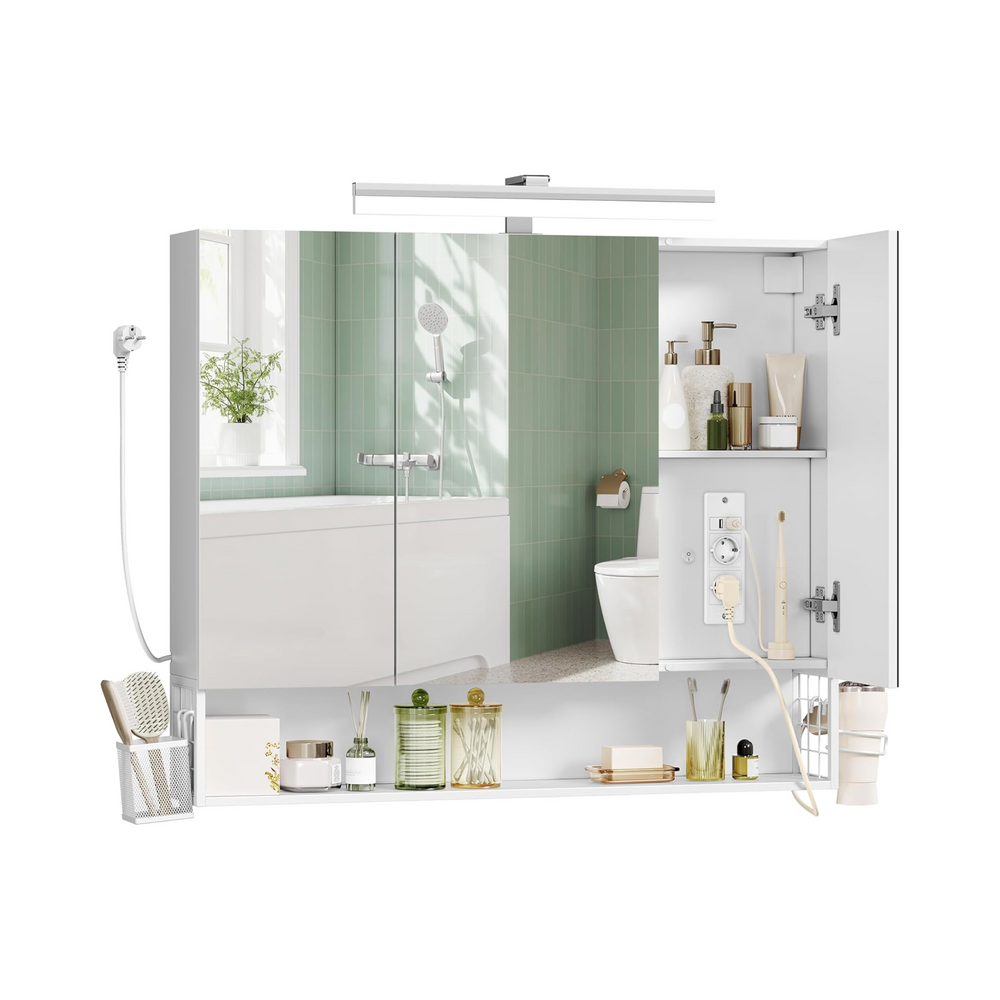 3-Door Bathroom Mirror Cabinet with Storage - Karrari