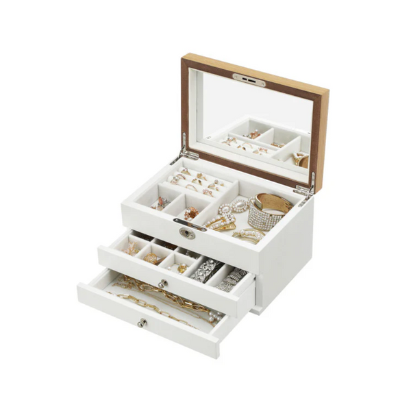 3-Tier Lockable Jewellery Box with Mirror & 2 Drawers - Karrari
