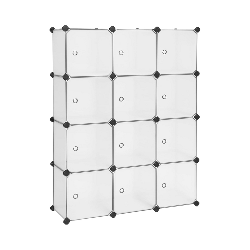 12-Cube Plastic Shoe Organizer with Doors - Karrari