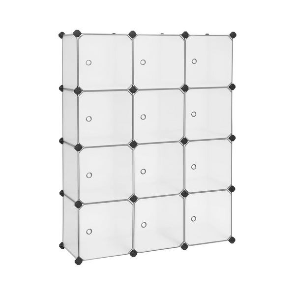 12-Cube Plastic Shoe Organizer with Doors - Karrari