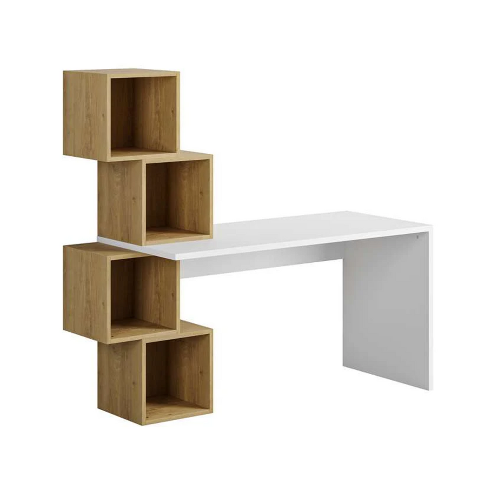 Modern Ladder-Style Desk with Cube Shelves - Karrari