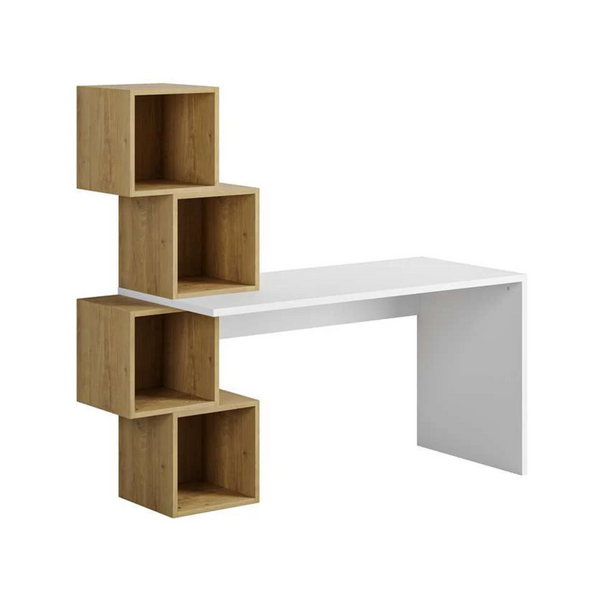 Modern Ladder-Style Desk with Cube Shelves - Karrari