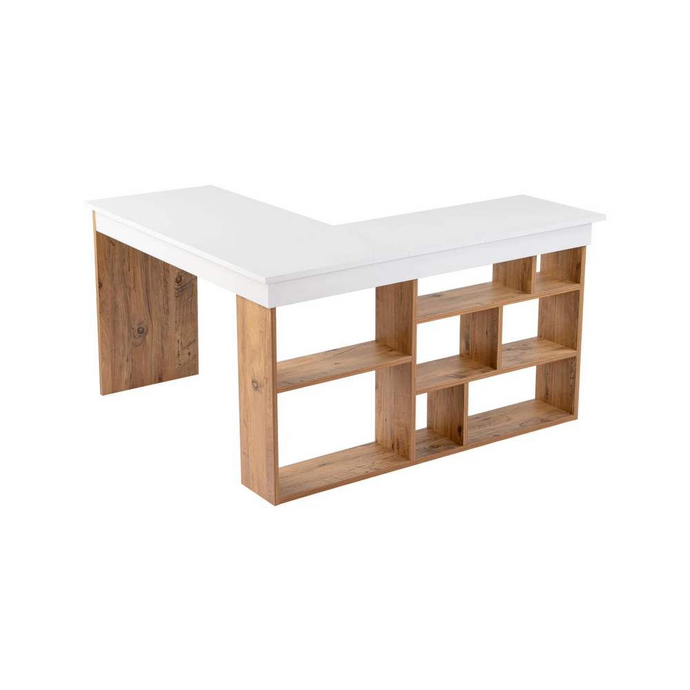 Modern Scandinavian Desk with Open Storage - Karrari