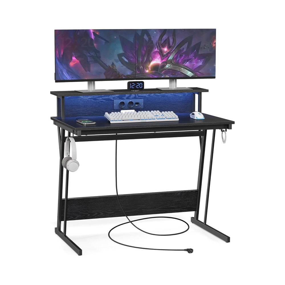 Gaming Table with LED with Built-in Power Strip - Karrari