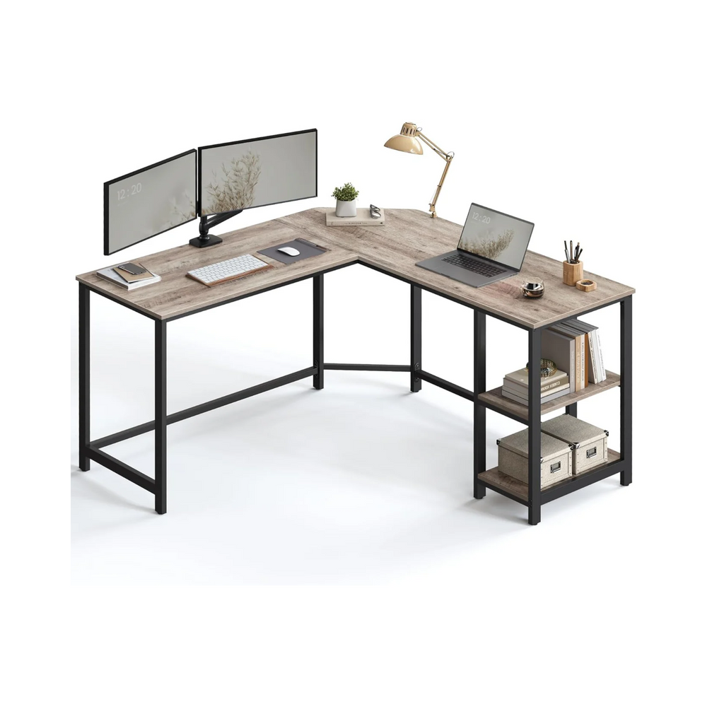 L-Shaped Corner Gaming Desk with Storage Shelves - Karrari