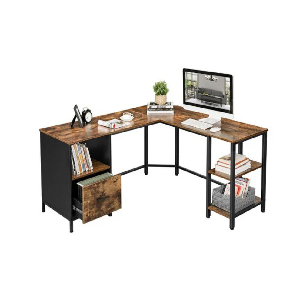 L-shaped Computer Desk with Cabinet - Karrari