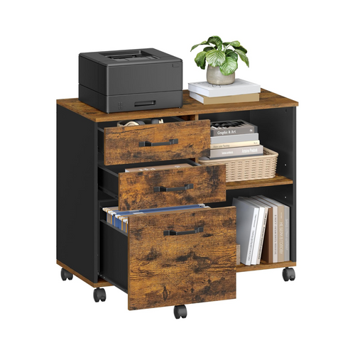 Rolling File Cabinet with 3 Drawers & Wheels - Karrari
