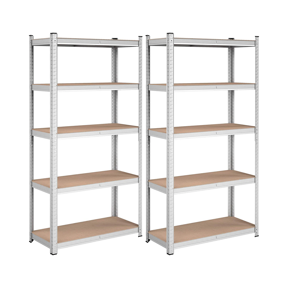Set of 2 Heavy-Duty 5-Tier Steel Shelving Units (40x90x180cm) - Karrari
