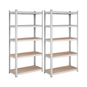 Set of 2 Heavy-Duty 5-Tier Steel Shelving Units (40x90x180cm) - Karrari