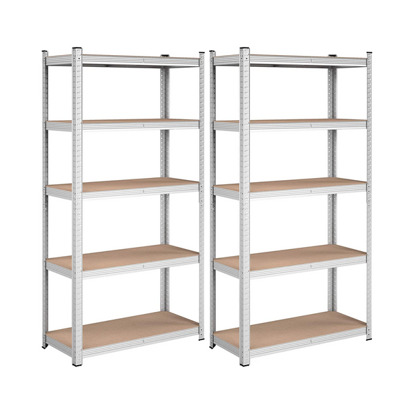 Set of 2 Heavy-Duty 5-Tier Steel Shelving Units (40x90x180cm) - Karrari
