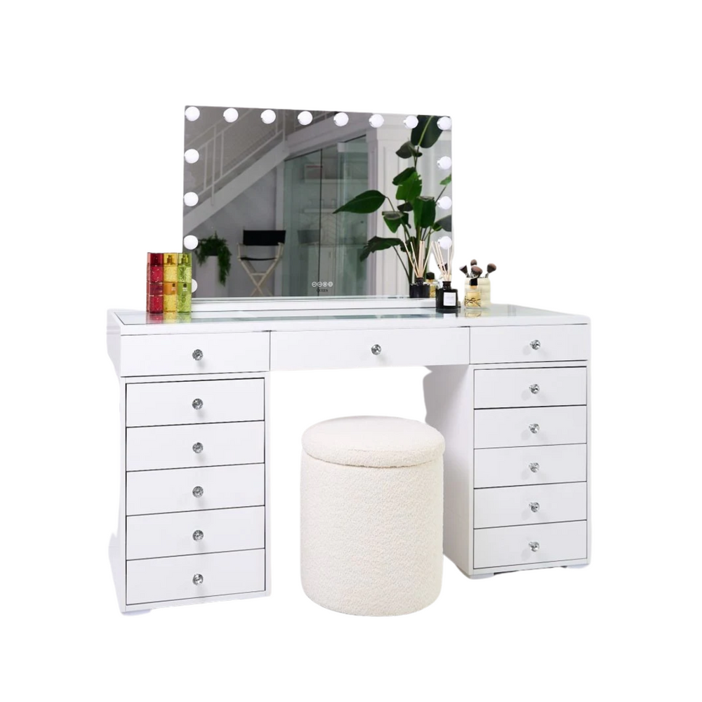 Vanity Table - LED Mirror, Bluetooth Speakers & Storage Drawers - Karrari