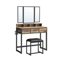 Dressing Table - Tri-Fold Mirror, 3 Drawers & Stool - Karrari