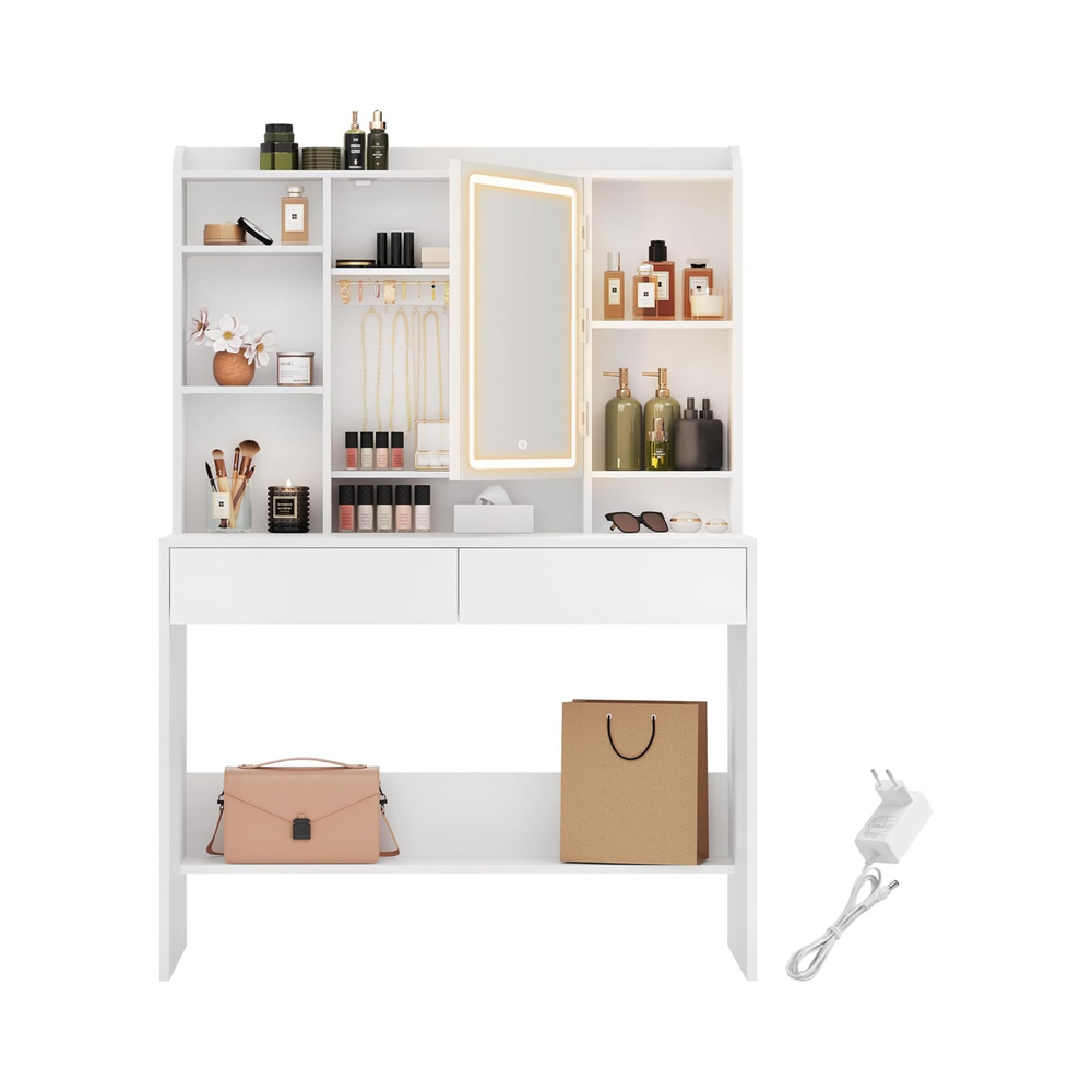 Dressing Table with LED Mirror, Shelves & Drawers - Karrari