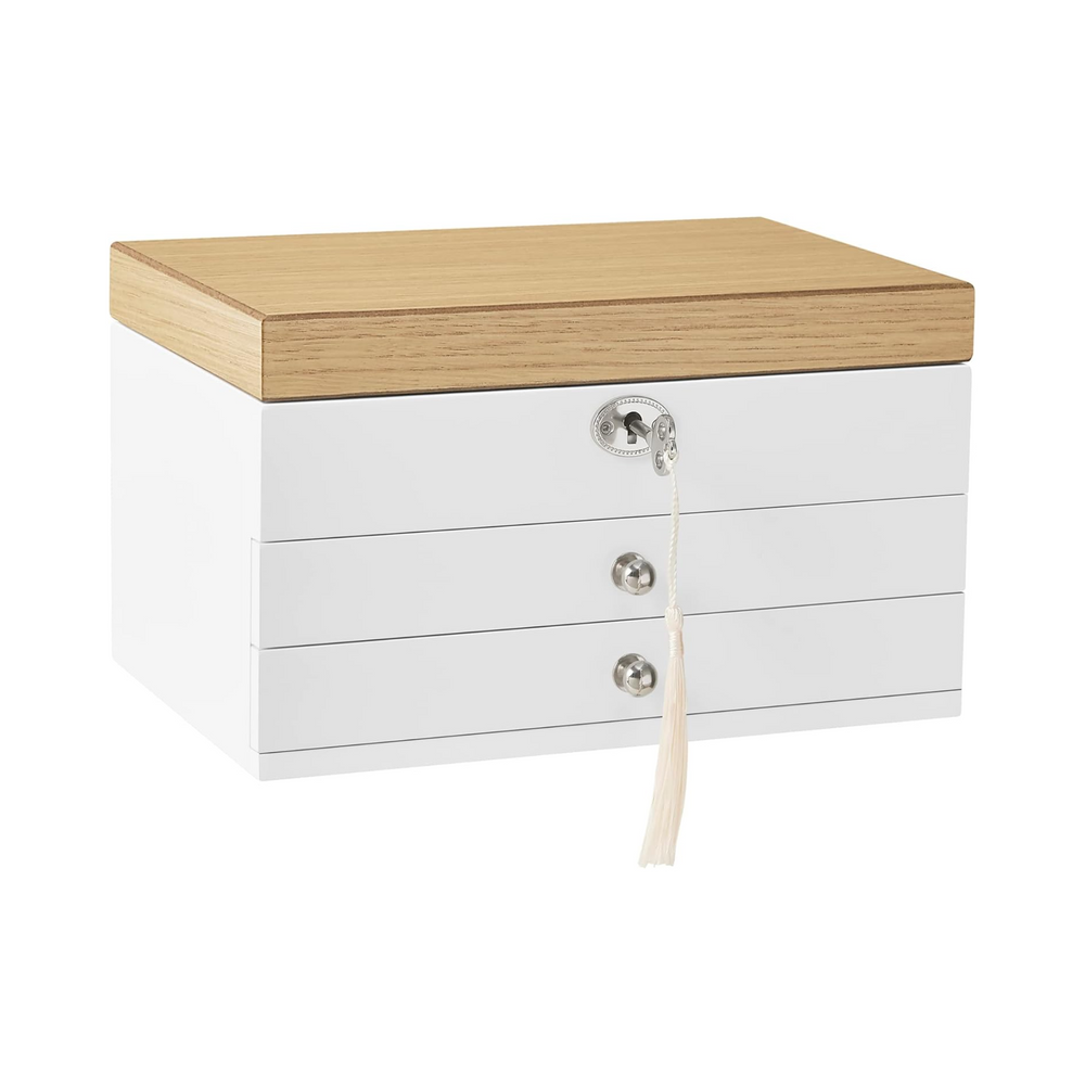 3-Tier Lockable Jewellery Box with Mirror & 2 Drawers - Karrari