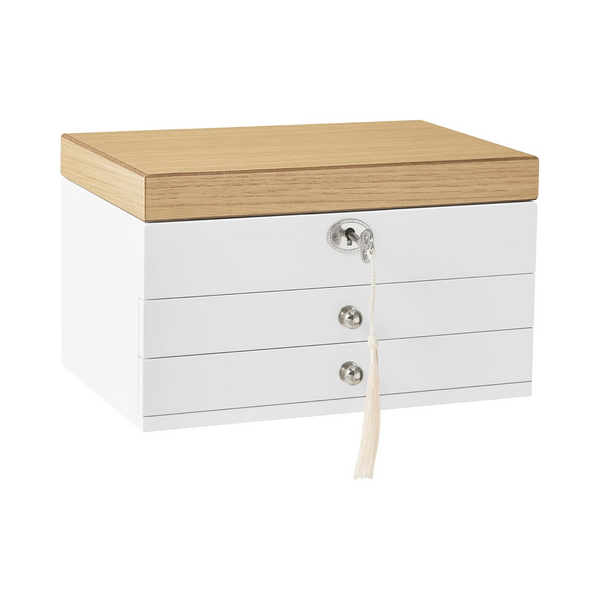 3-Tier Lockable Jewellery Box with Mirror & 2 Drawers - Karrari