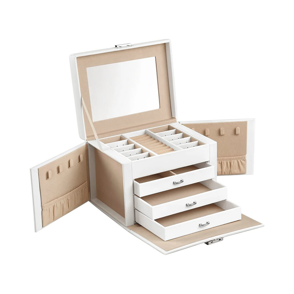 4-Level Jewellery Box with Mirror, Lock & 3 Drawers - Karrari