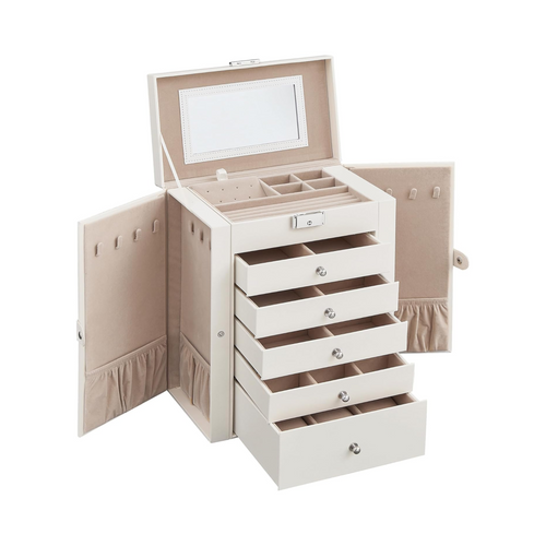 6-Tier Lockable Jewellery Box with Mirror & 5 Drawers - Karrari