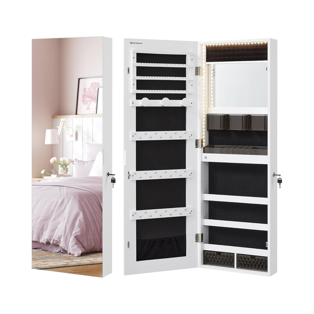 Wall-Mounted LED Jewellery Cabinet - Frameless Mirror - Karrari