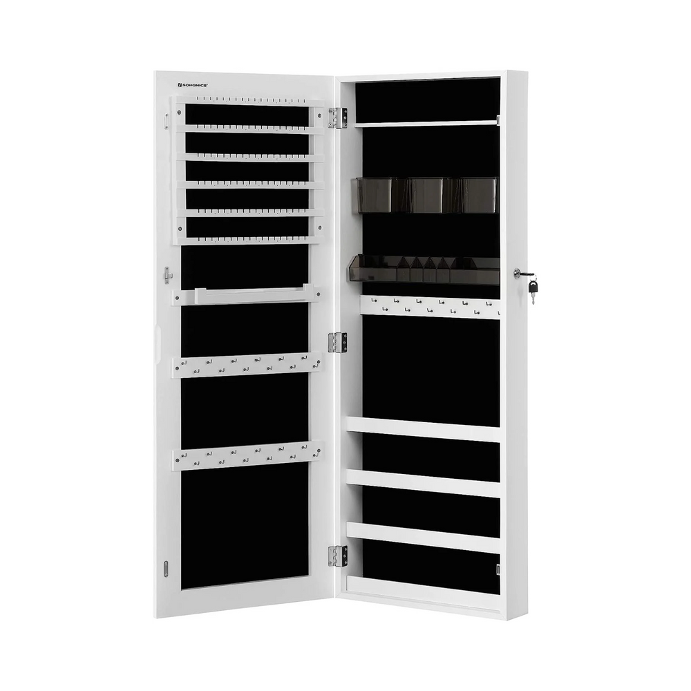 Wall Mounted Lockable Jewellery Cabinet with Mirror - Karrari