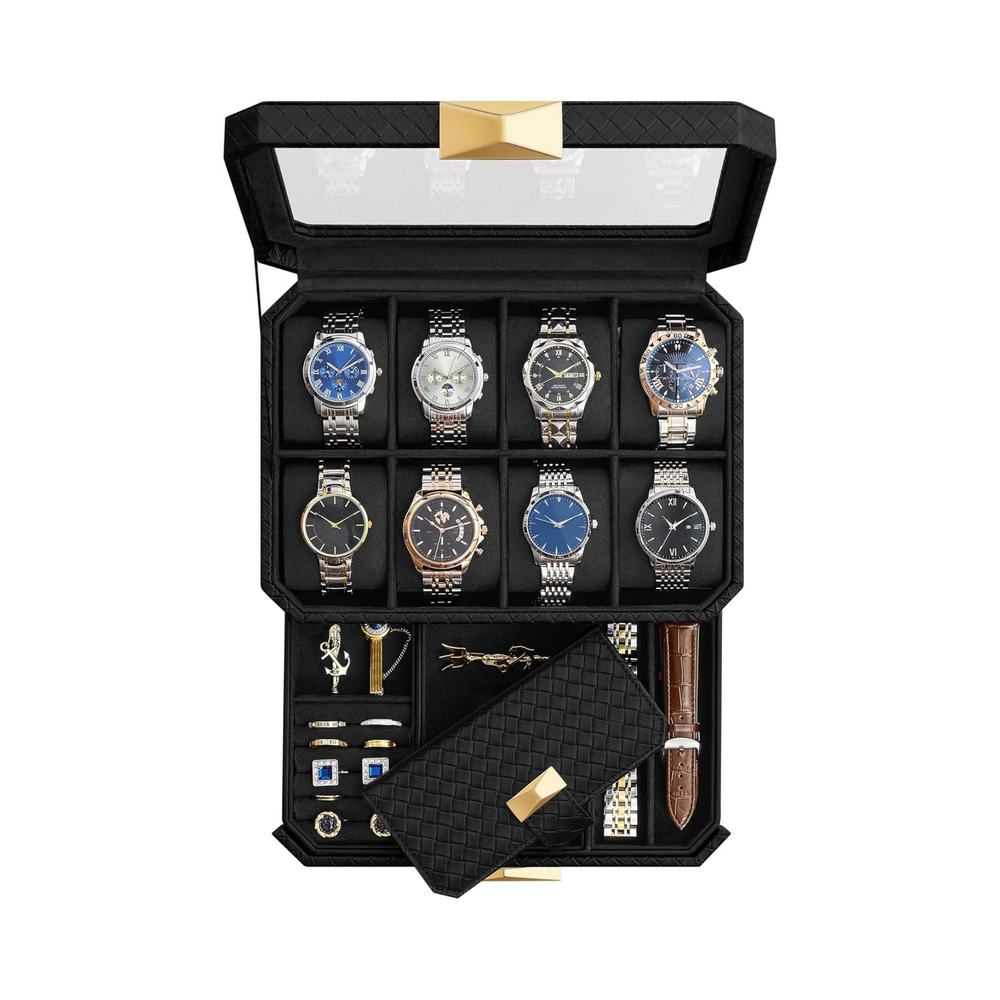 8-Slot Watch Case with Travel Pouch – PU Leather - Karrari