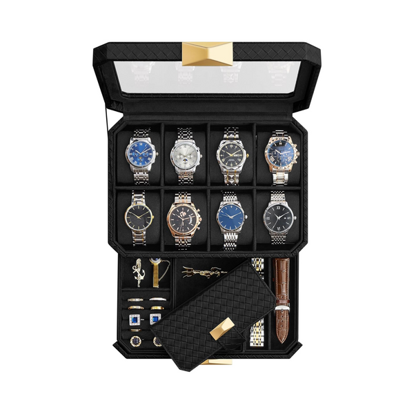 8-Slot Watch Case with Travel Pouch – PU Leather - Karrari