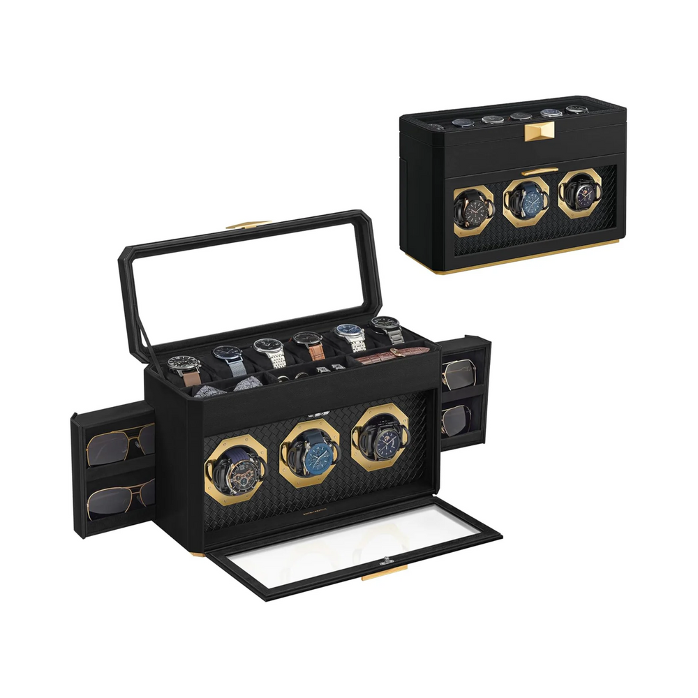 9-Slot Watch Box with Glass Window - PU Leather - Karrari
