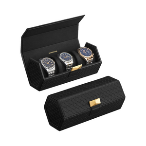 3-Watch Travel Case Hexagon Roll – PU Leather - Karrari