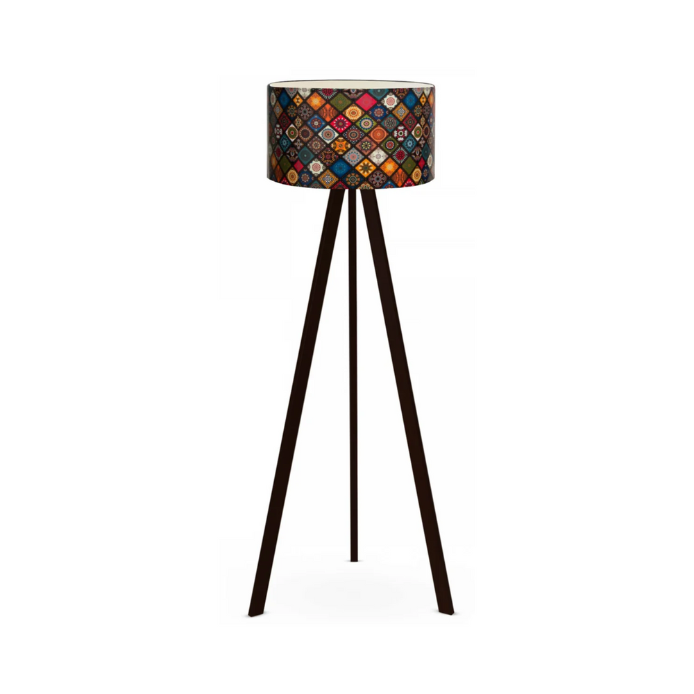 Boho Pattern Lampshade Tripod Floor Lamp (140cm) - Karrari