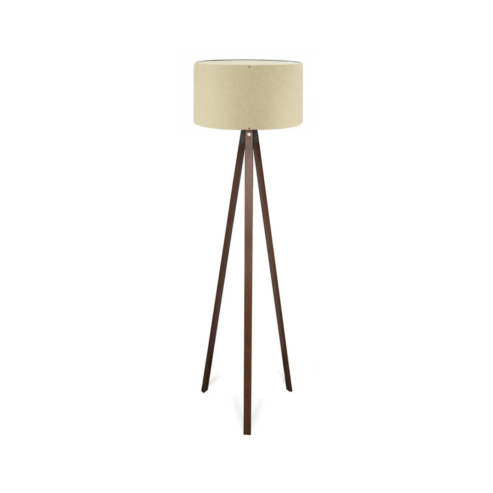 Wooden Tripod Floor Lamp - Beige Shade (140cm) - Karrari