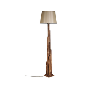 Rustic Wooden Floor Lamp - Fabric Shade (165cm) - Karrari