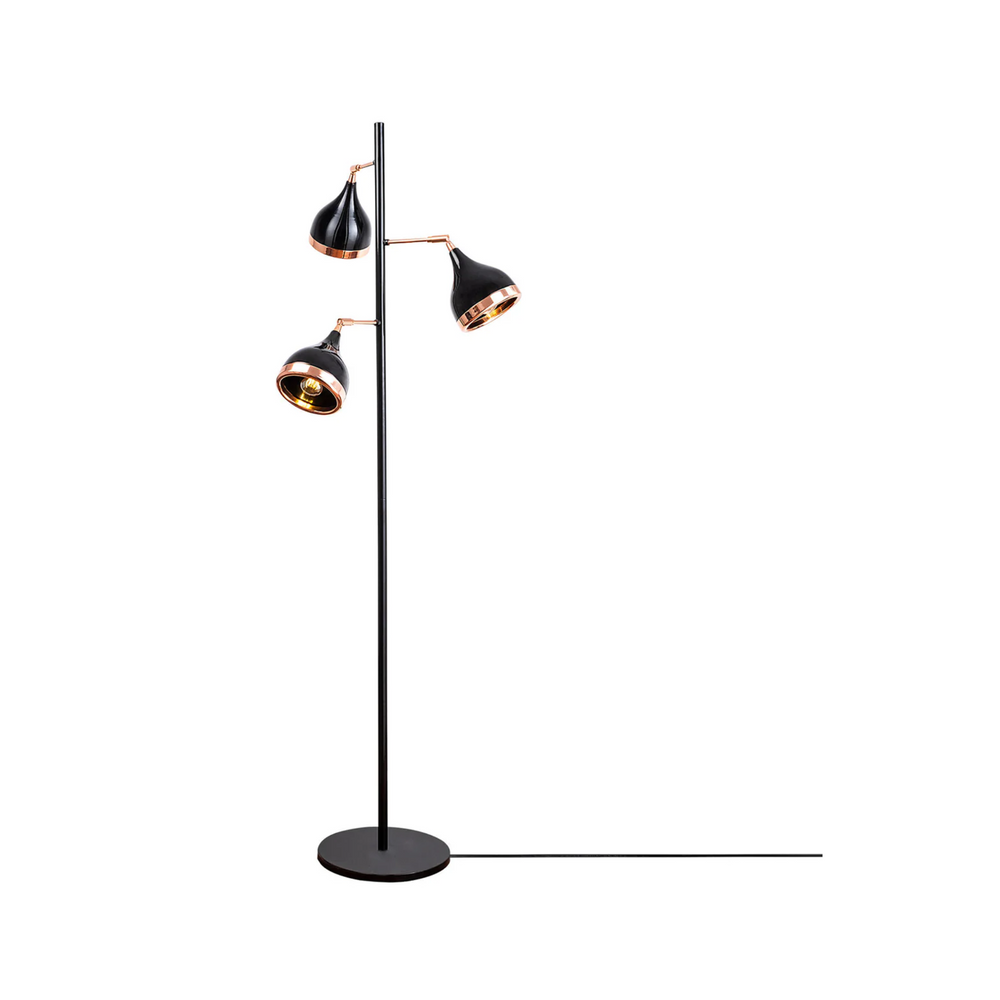 3-Light Metal & Glass Floor Lamp – Multi-Directional - Karrari