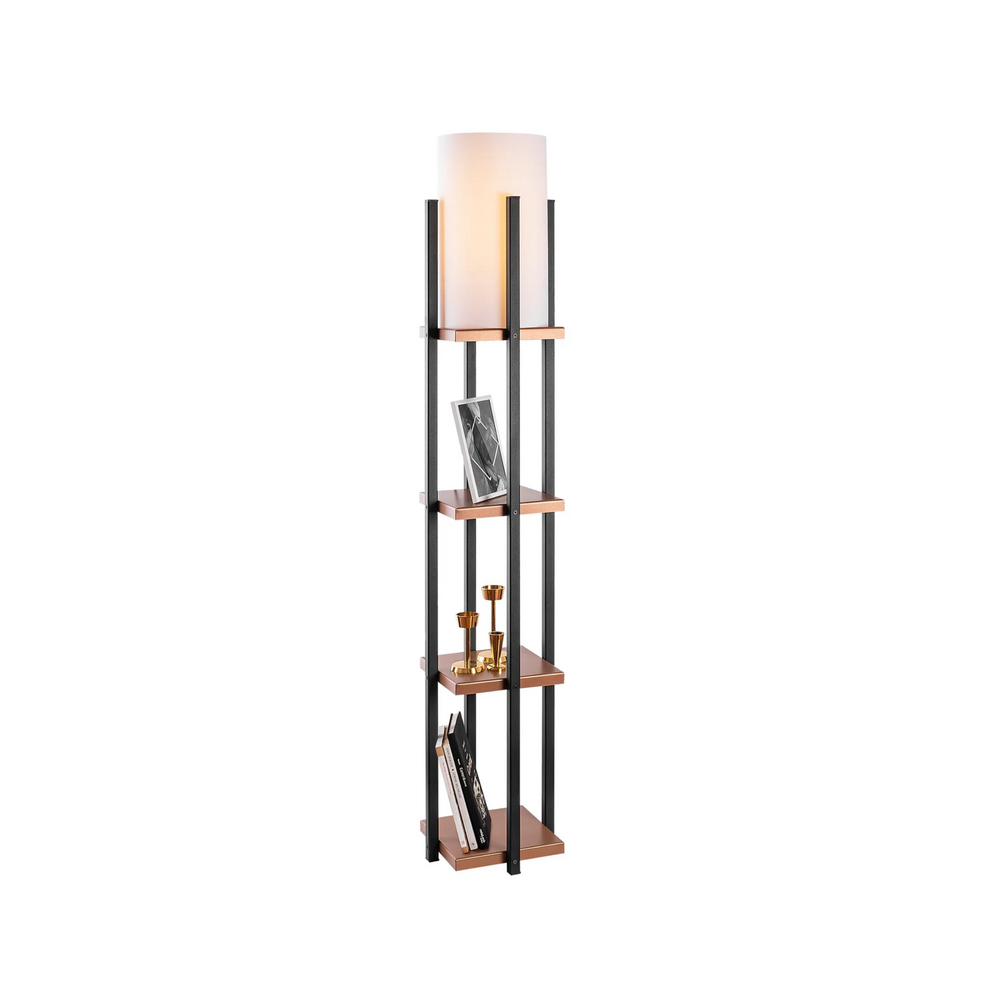 Floor Lamp with Shelves & Fabric Shade (130cm) - Karrari